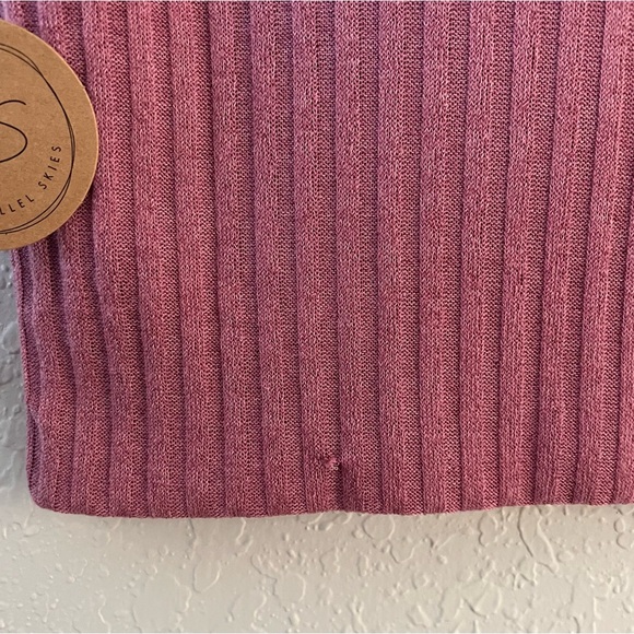 NWT Parallel Skies Ribbed Top Sz XL Short Puff Sleeve Deep V-Neck Blouse Pink - Picture 8 of 8